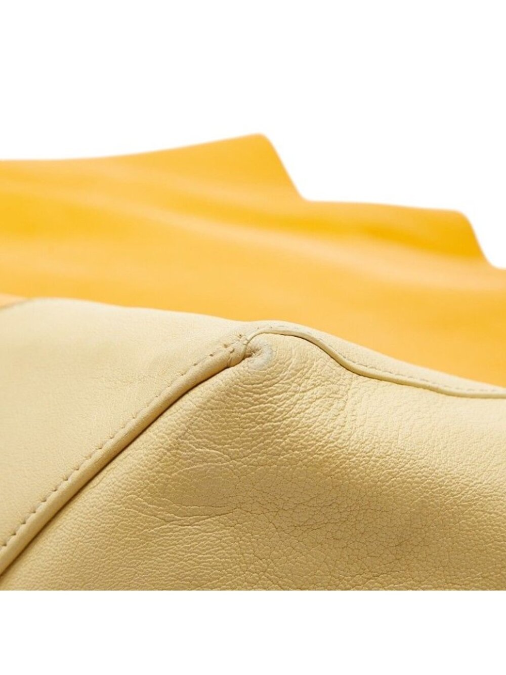 Celine Horizontal Cabas Shoulder Bag Tote Yellow Beige Leather - Picture 5 of 10